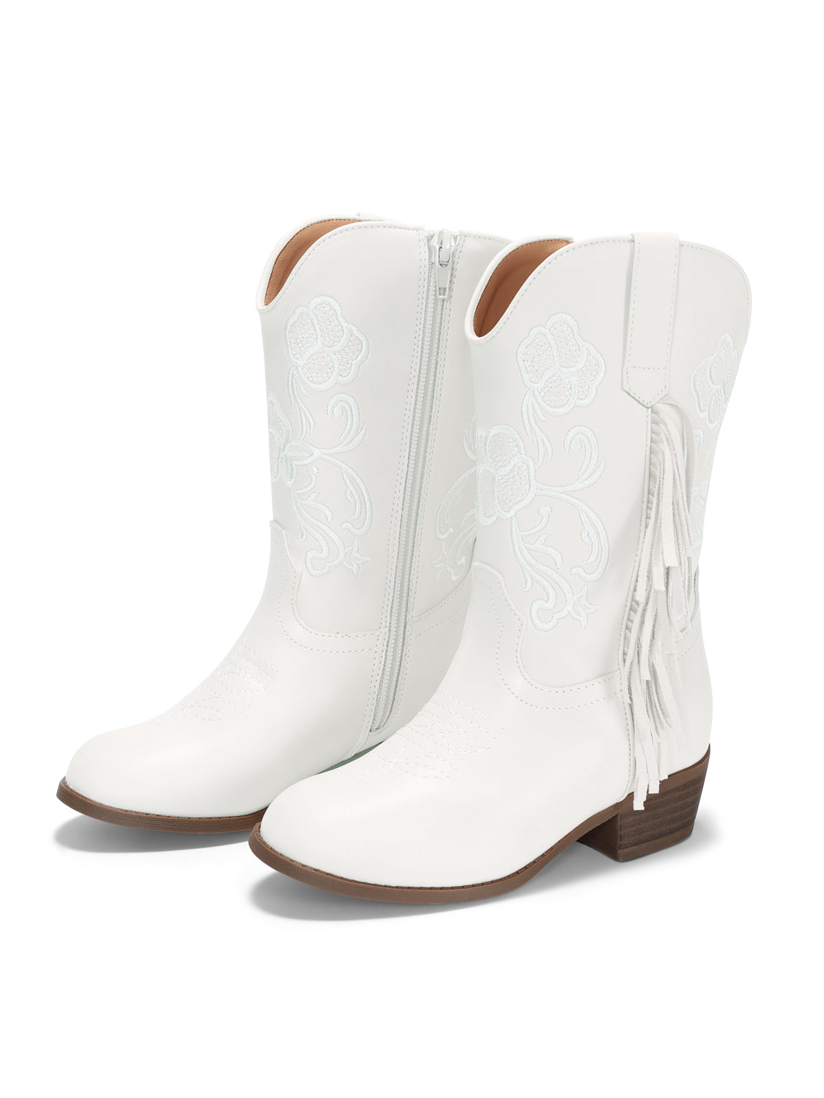 Coutgo Girls White Western Cowboy Boots