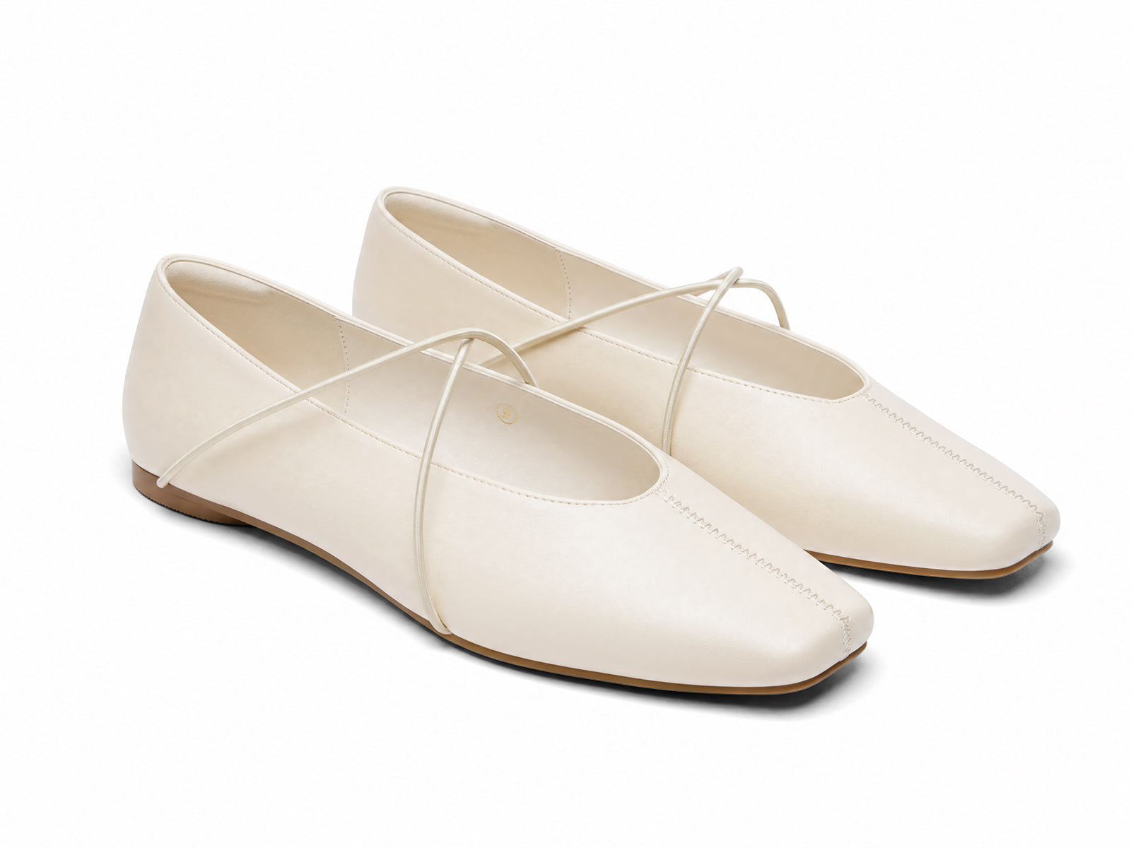 Coutgo Womens Beige Ballet Flats