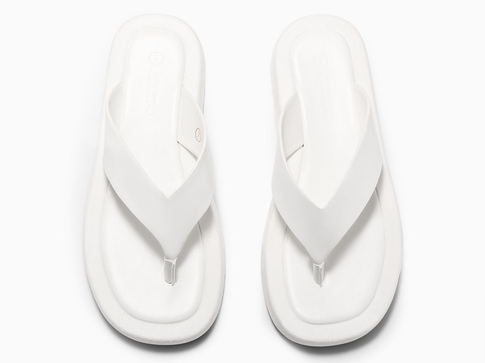 Coutgo Womens White Platform Flip Flops Sandals