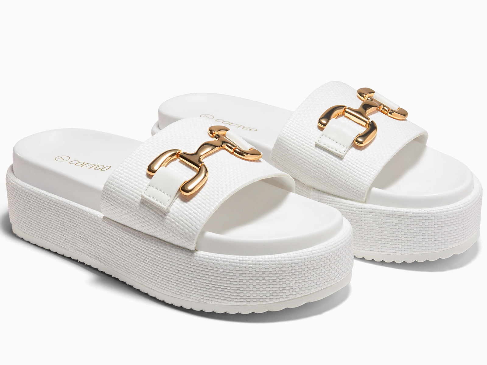 Coutgo Womens White Platform Sandals