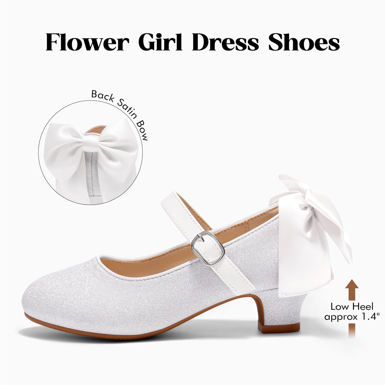 Coutgo Girls White Dress Shoes Mary Jane