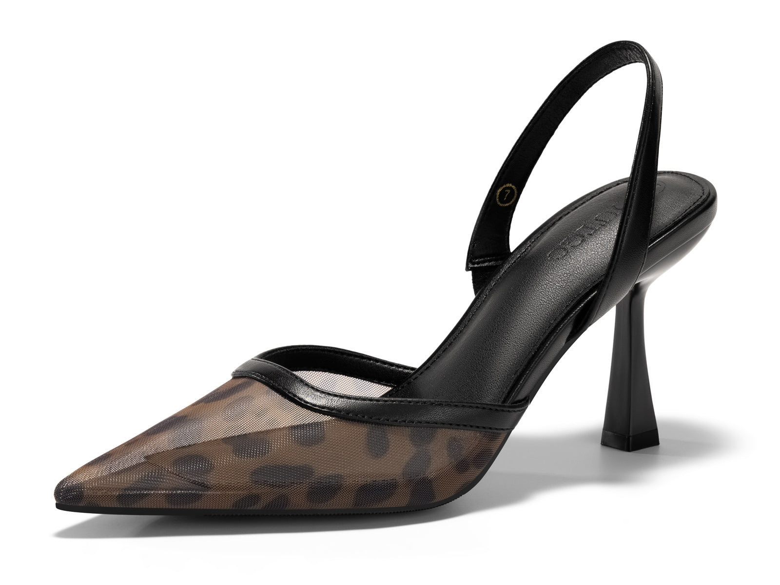 Coutgo Womens Leopard Mesh Slingback Heels