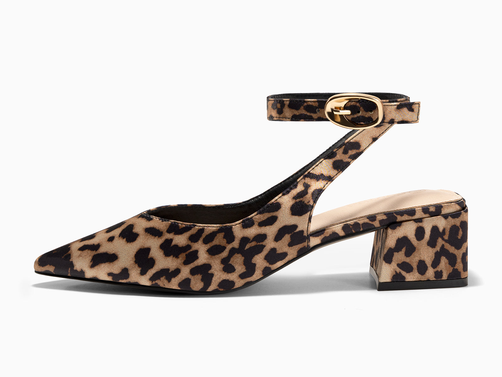 Coutgo Womens Leopard Textile Low Heel Pumps