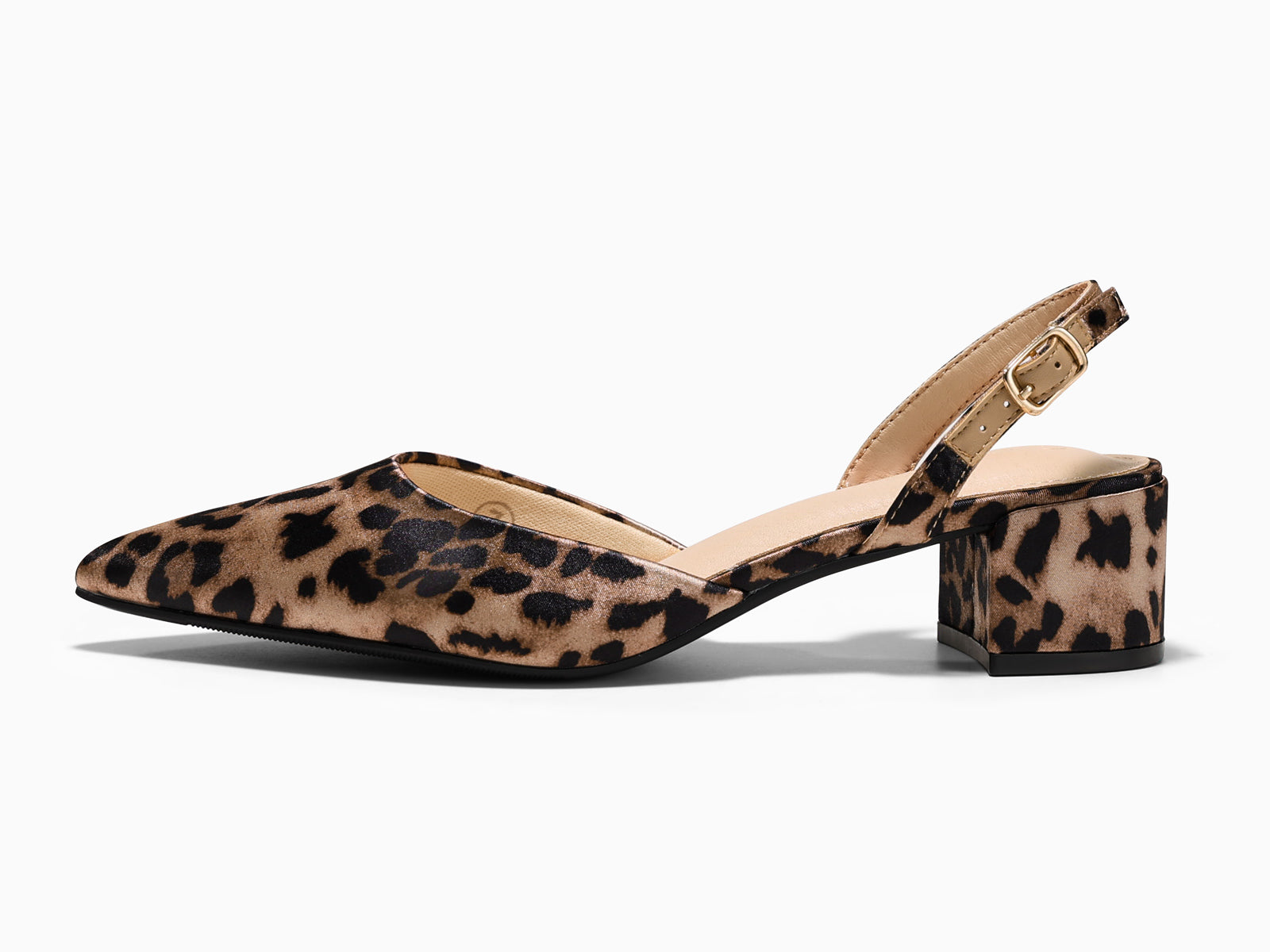 Coutgo Womens Leopard Low Chunky Heels
