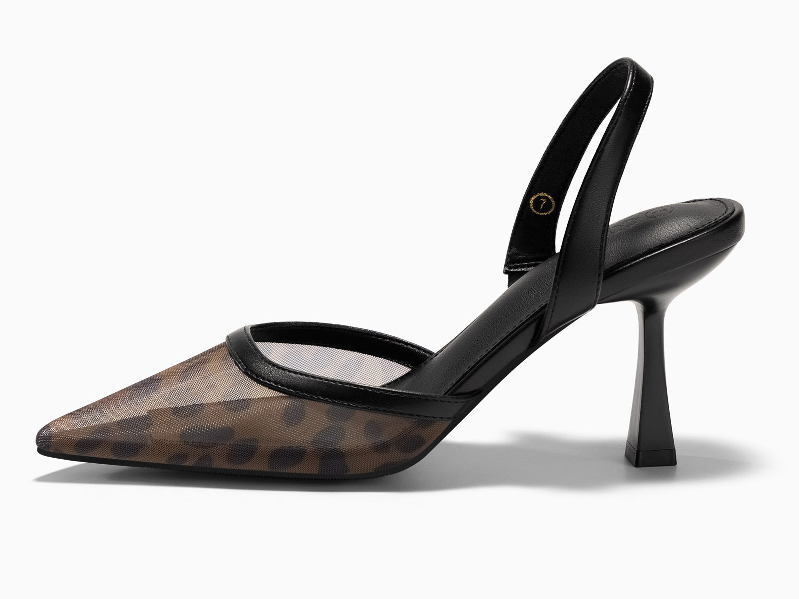 Coutgo Womens Leopard Mesh Slingback Heels