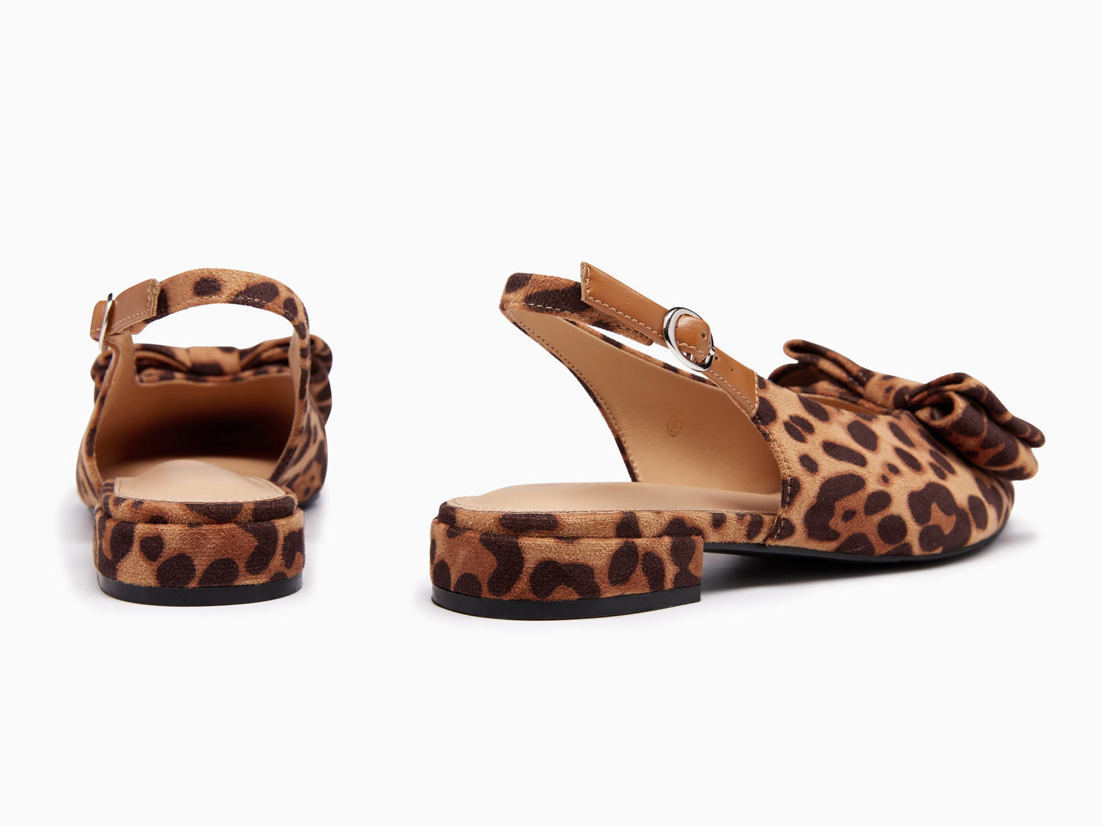 Coutgo Womens Leopard Pointed Toe Slingback Flats