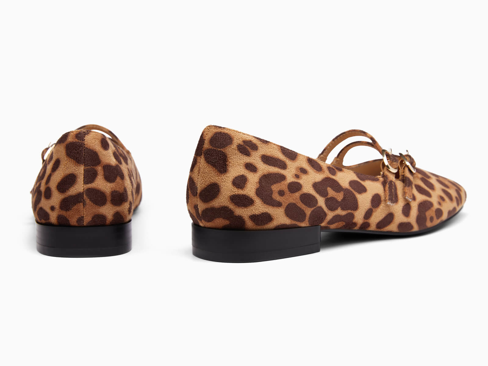 Coutgo Women's Leopard Suede Mary Jane Flats
