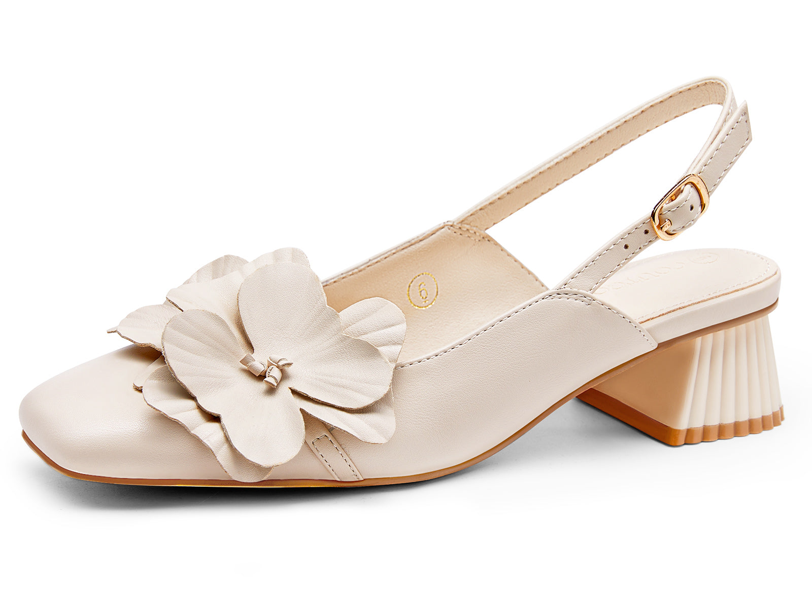 Coutgo Womens Beige Chunky Heels