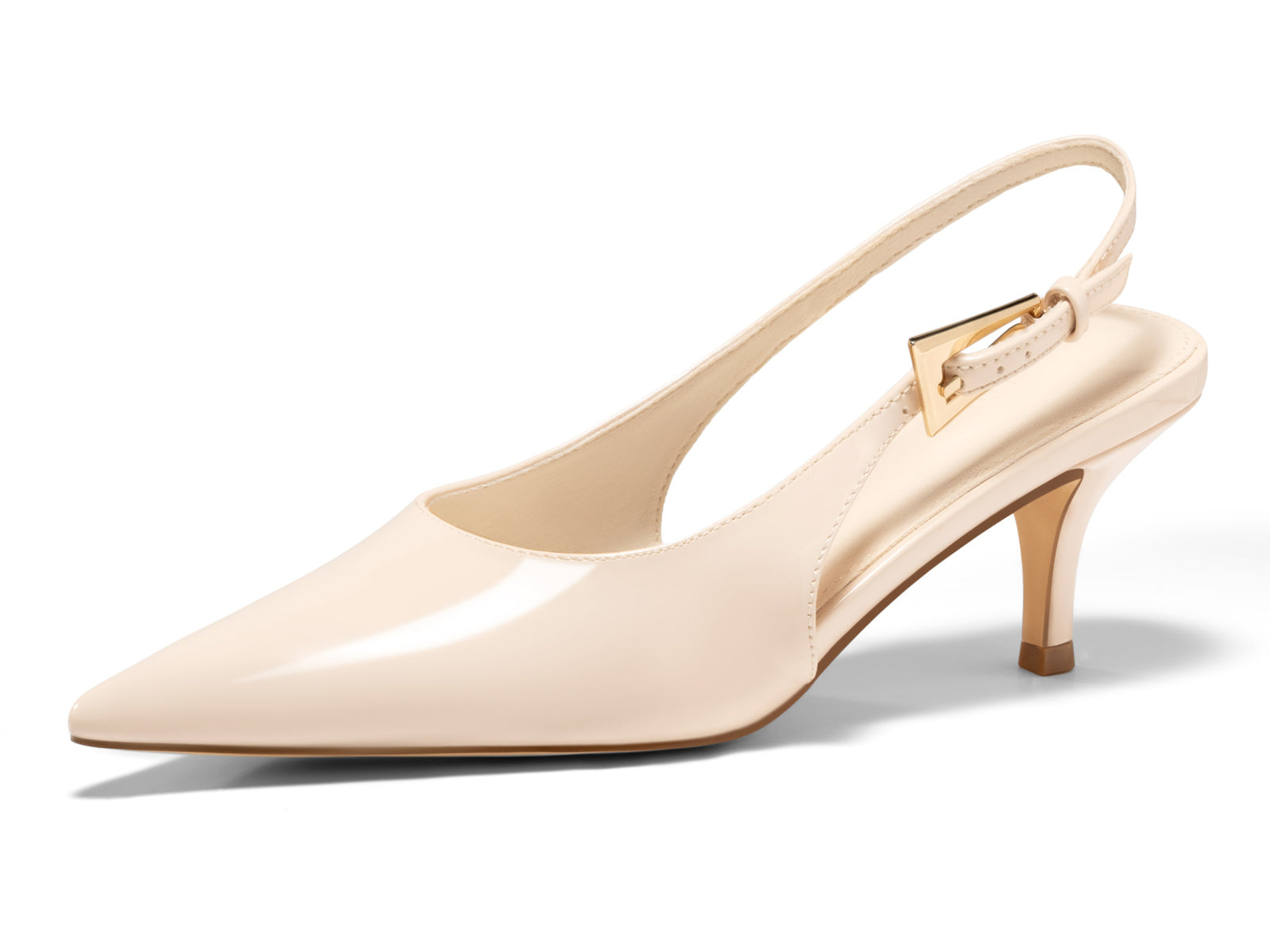 Coutgo Womens Beige Slingback Kitten Heels