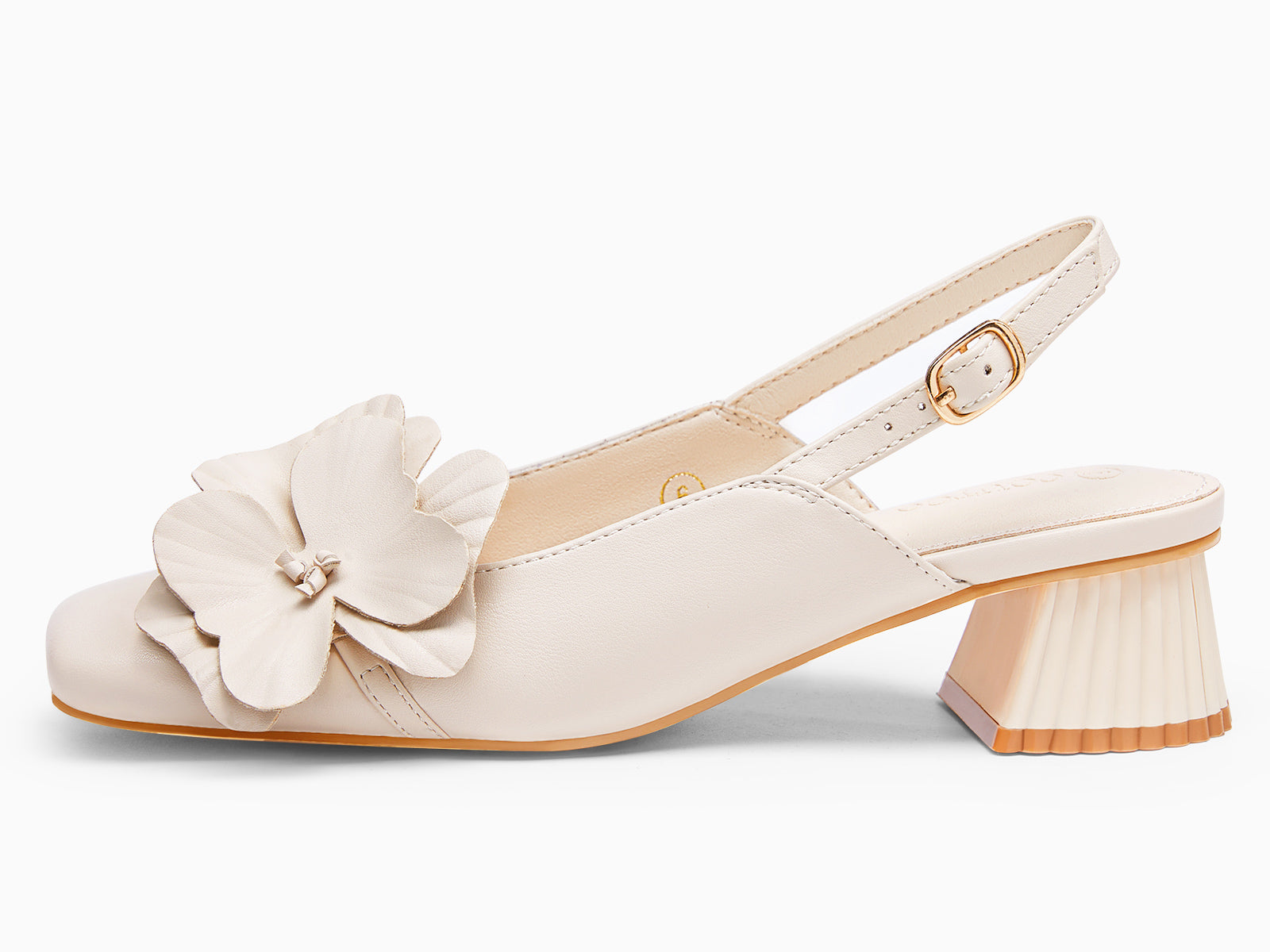 Coutgo Womens Beige Chunky Heels