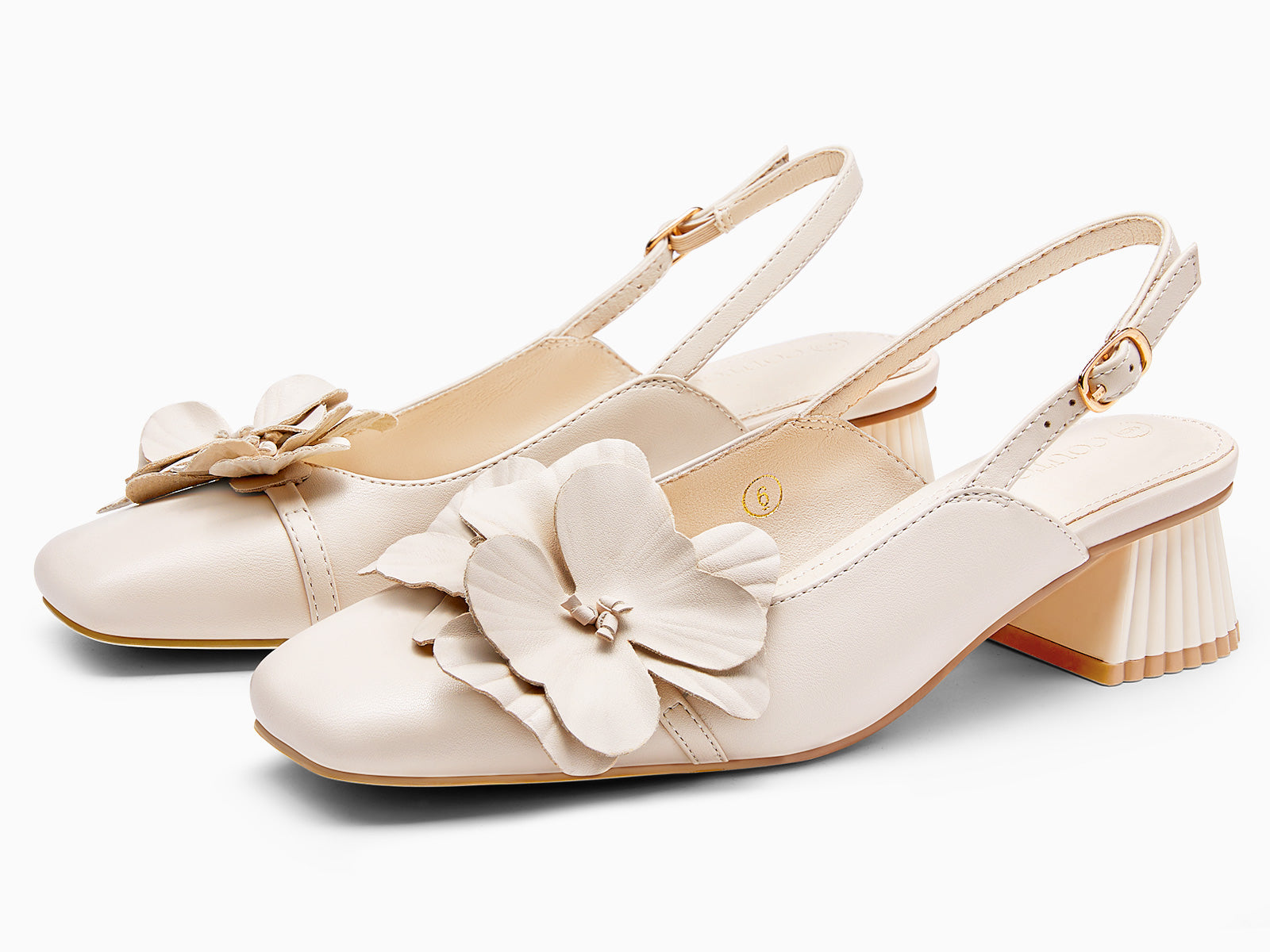 Coutgo Womens Beige Chunky Heels