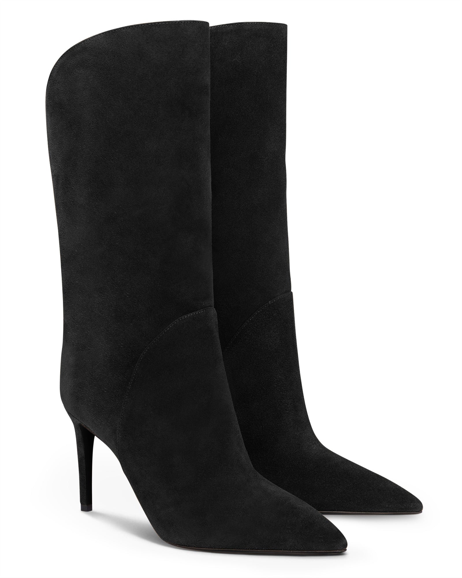 Coutgo Womens Black Mid Calf Boots