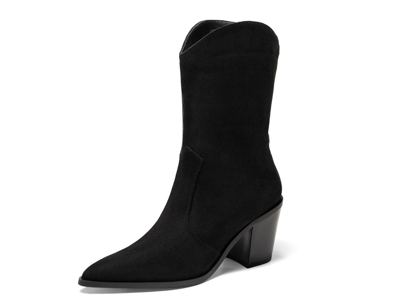 Coutgo Womens Black Mid Calf Boots