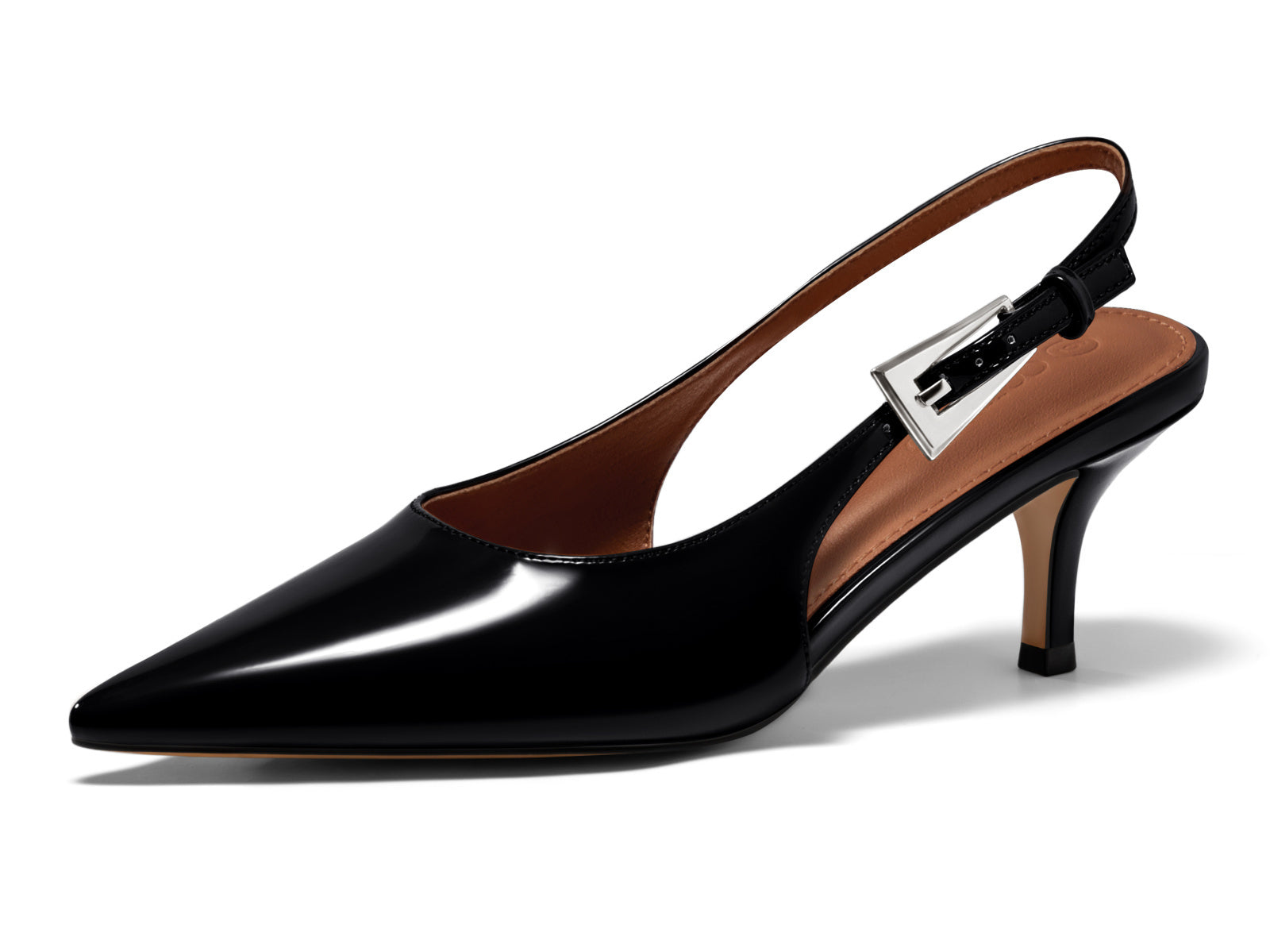 Coutgo Womens Black Slingback Kitten Heels