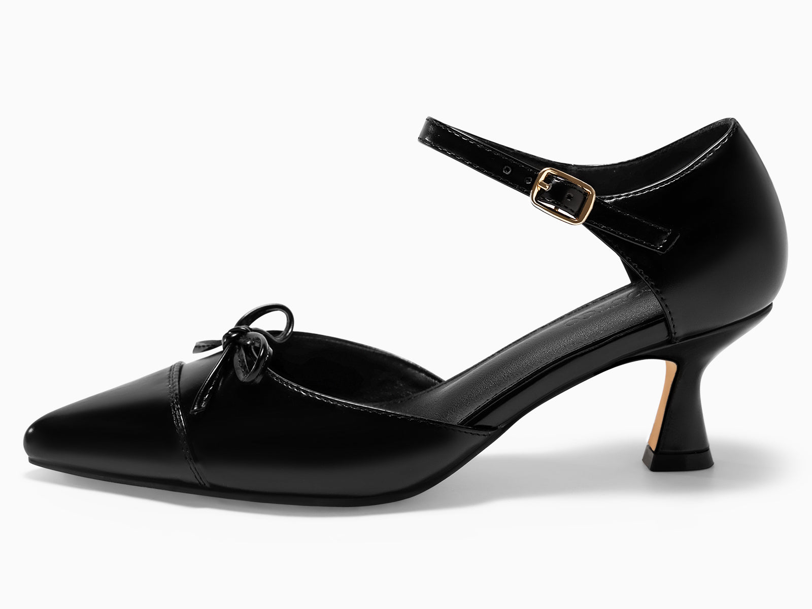 Coutgo Womens Black Bow Kitten Heels