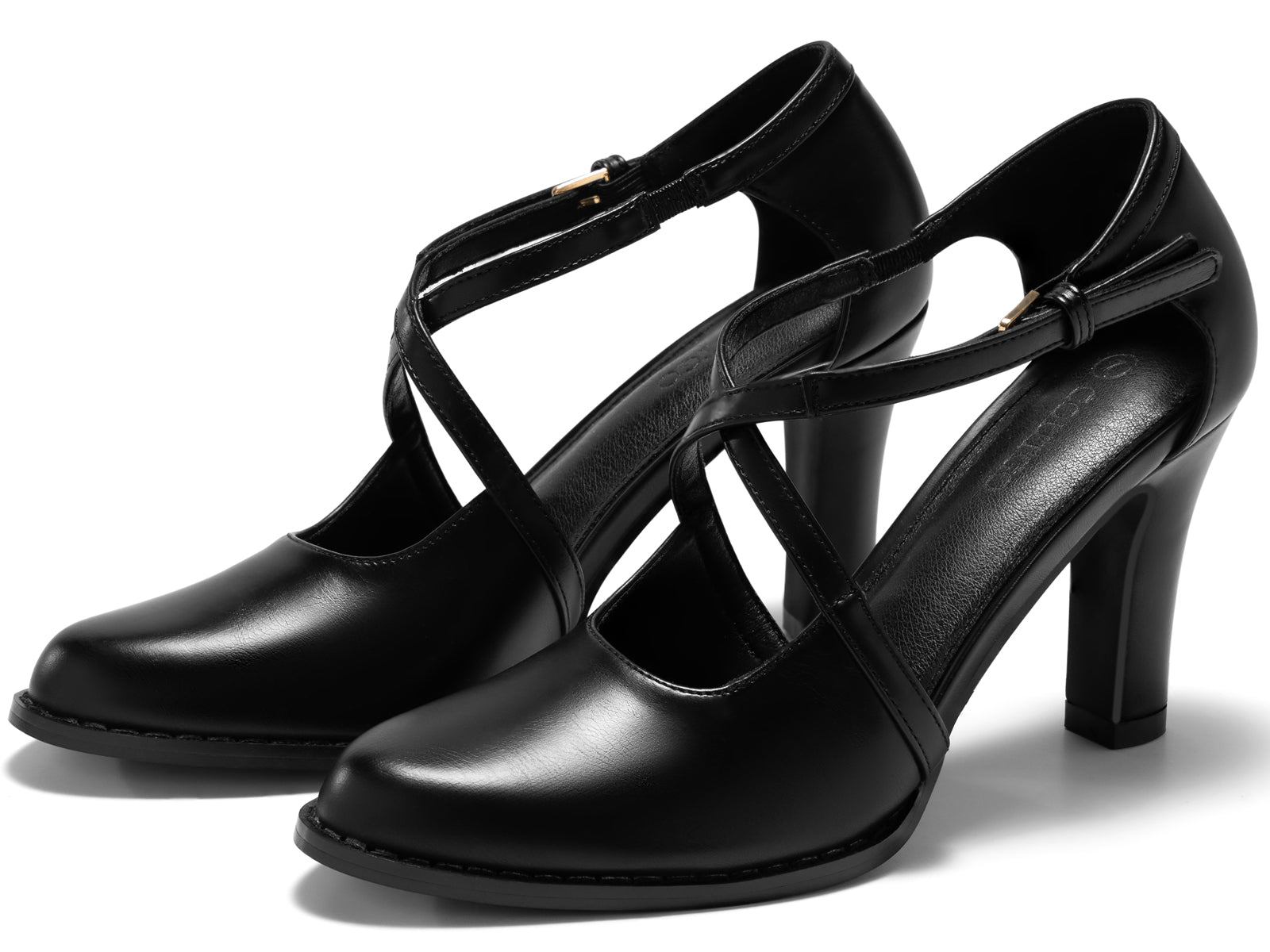 Coutgo Womens Black Chunky High Heels