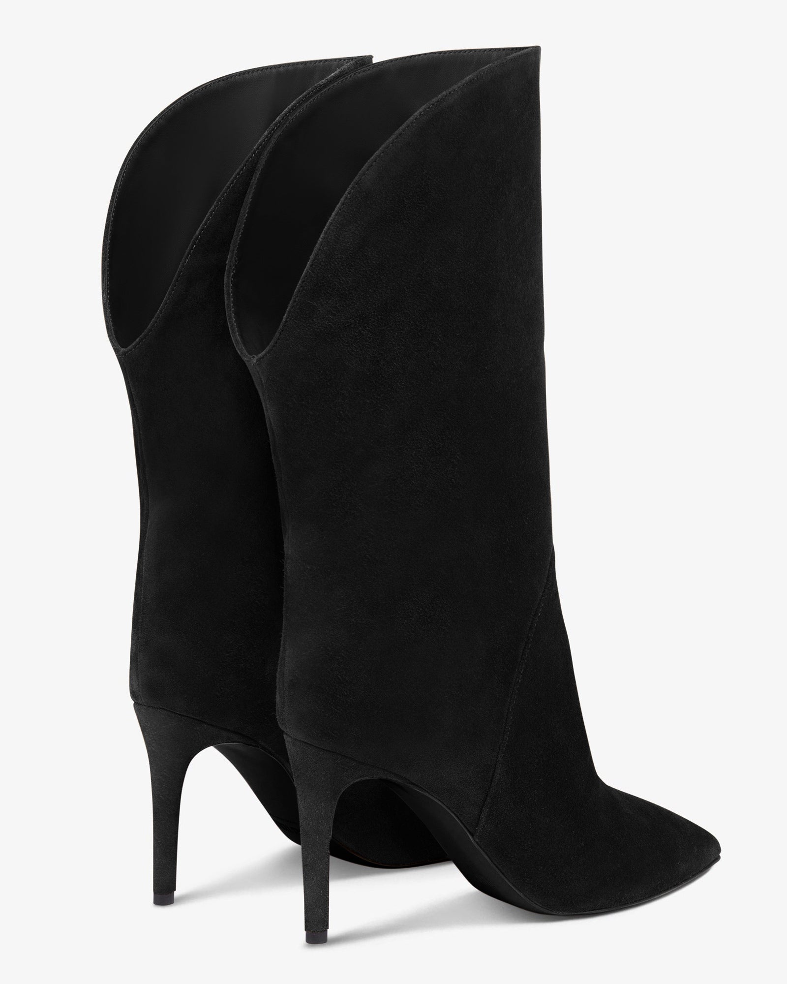 Coutgo Womens Black Mid Calf Boots