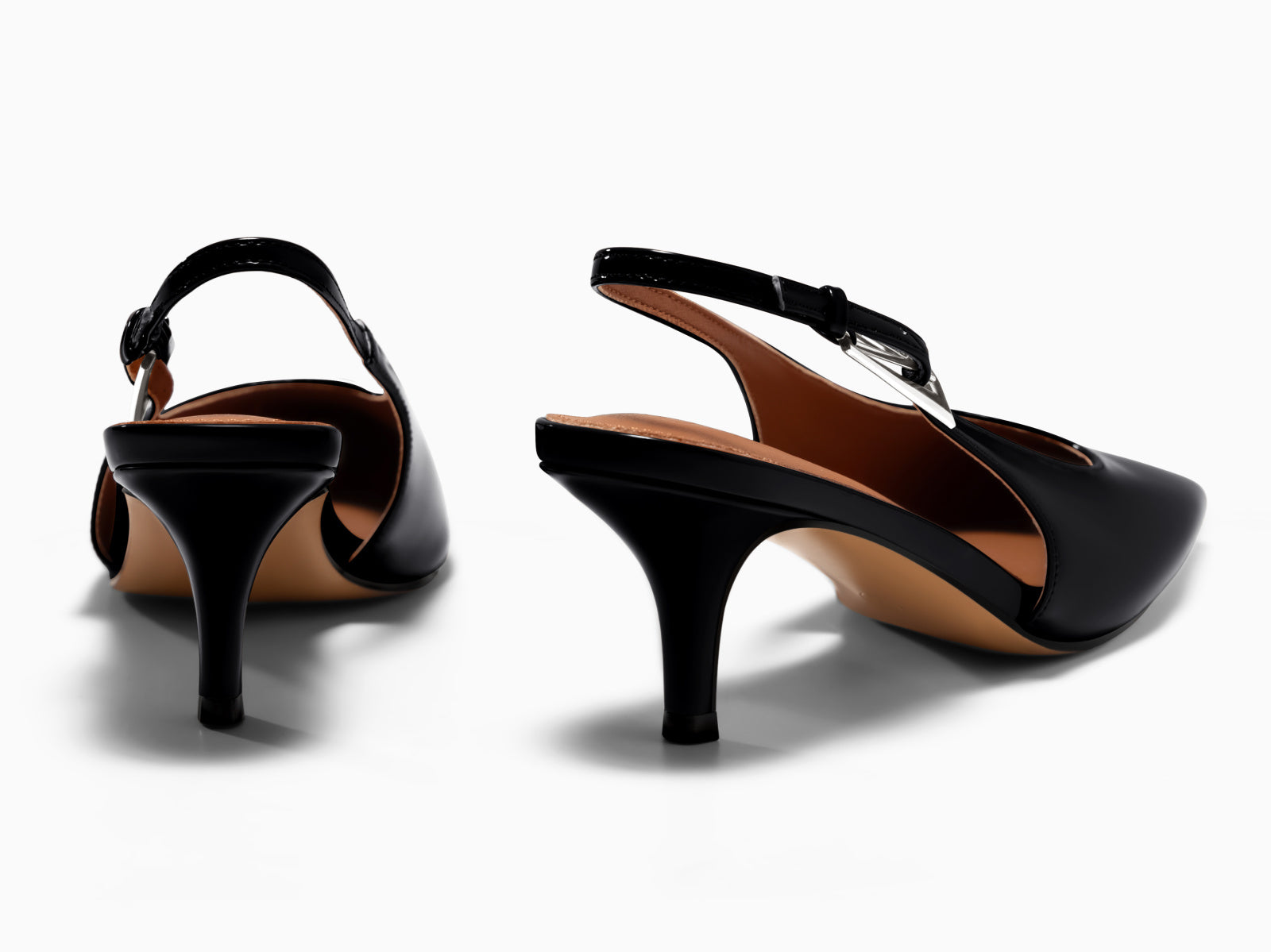 Coutgo Womens Black Slingback Kitten Heels