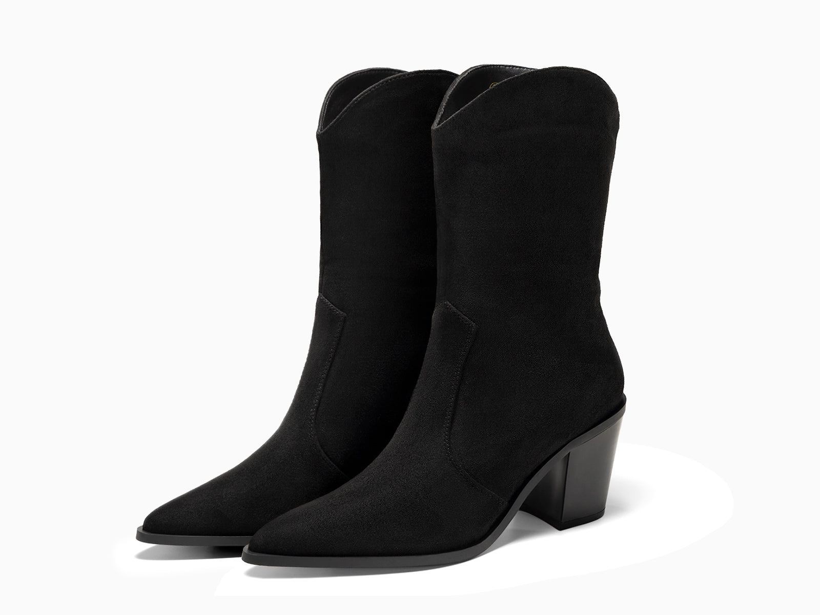 Coutgo Womens Black Mid Calf Boots