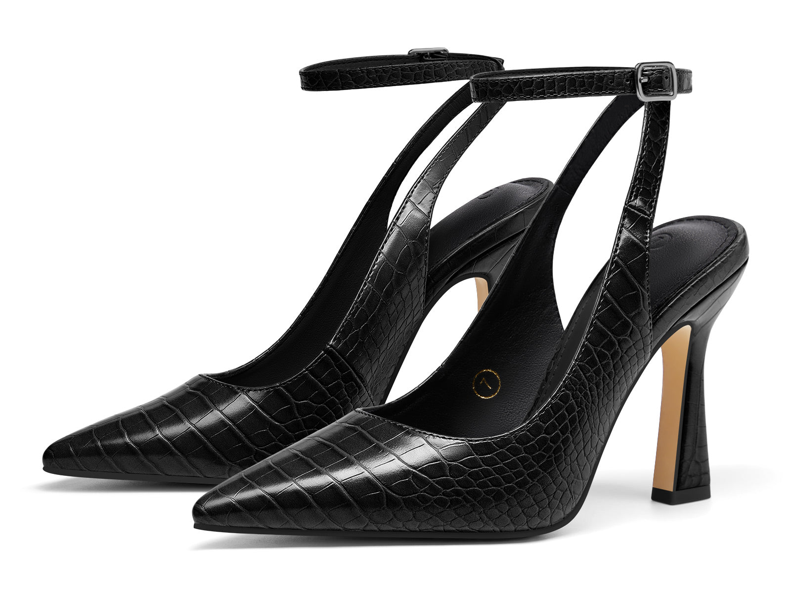 Coutgo Womens Black Slingback Heels