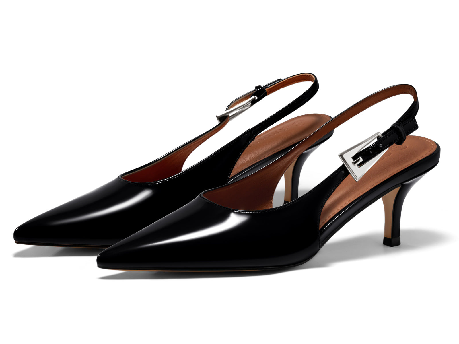 Coutgo Womens Black Slingback Kitten Heels