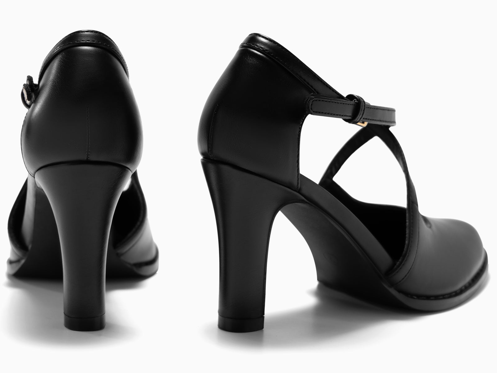 Coutgo Womens Black Chunky High Heels