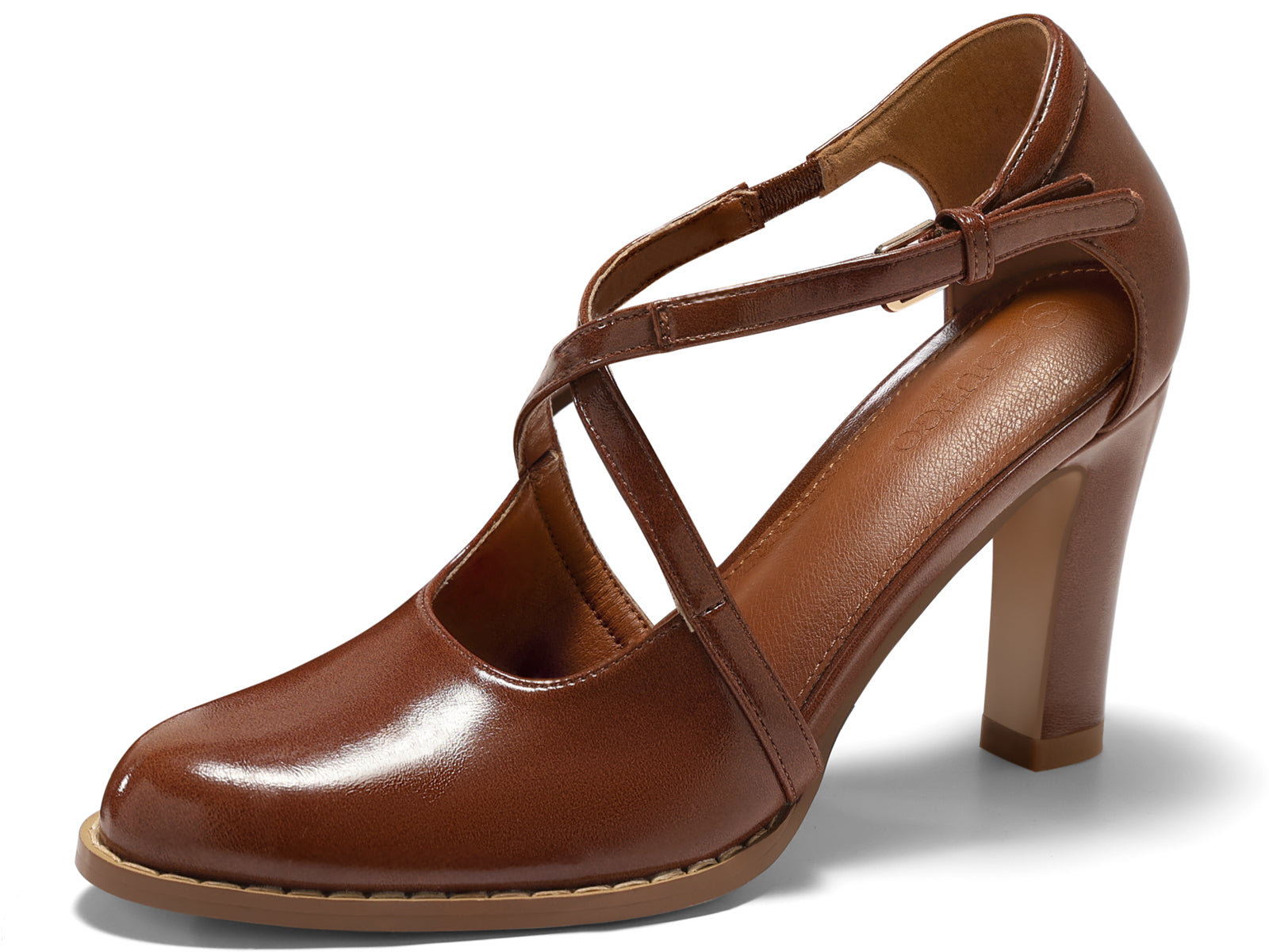Coutgo Womens Brown Chunky High Heels
