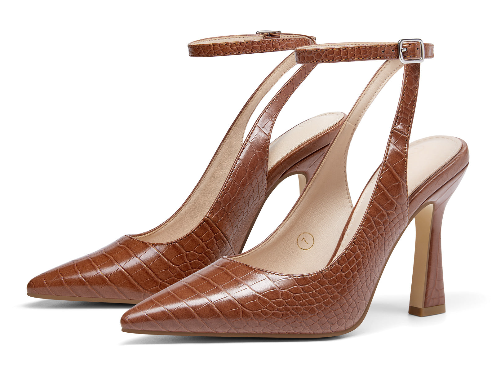 Coutgo Womens Brown Slingback Heels