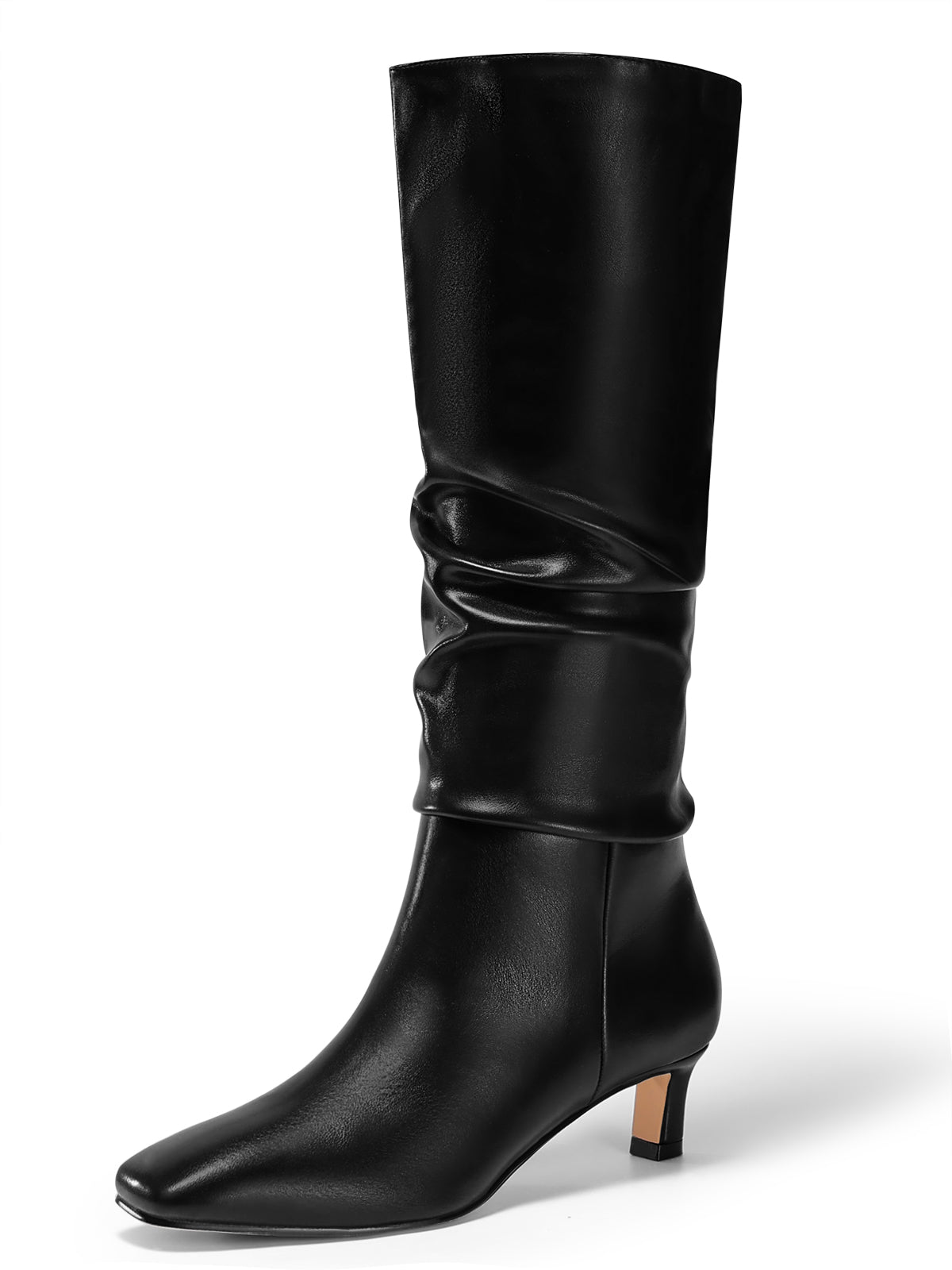 Coutgo Womens Cool Black Slouchy Tall Boots