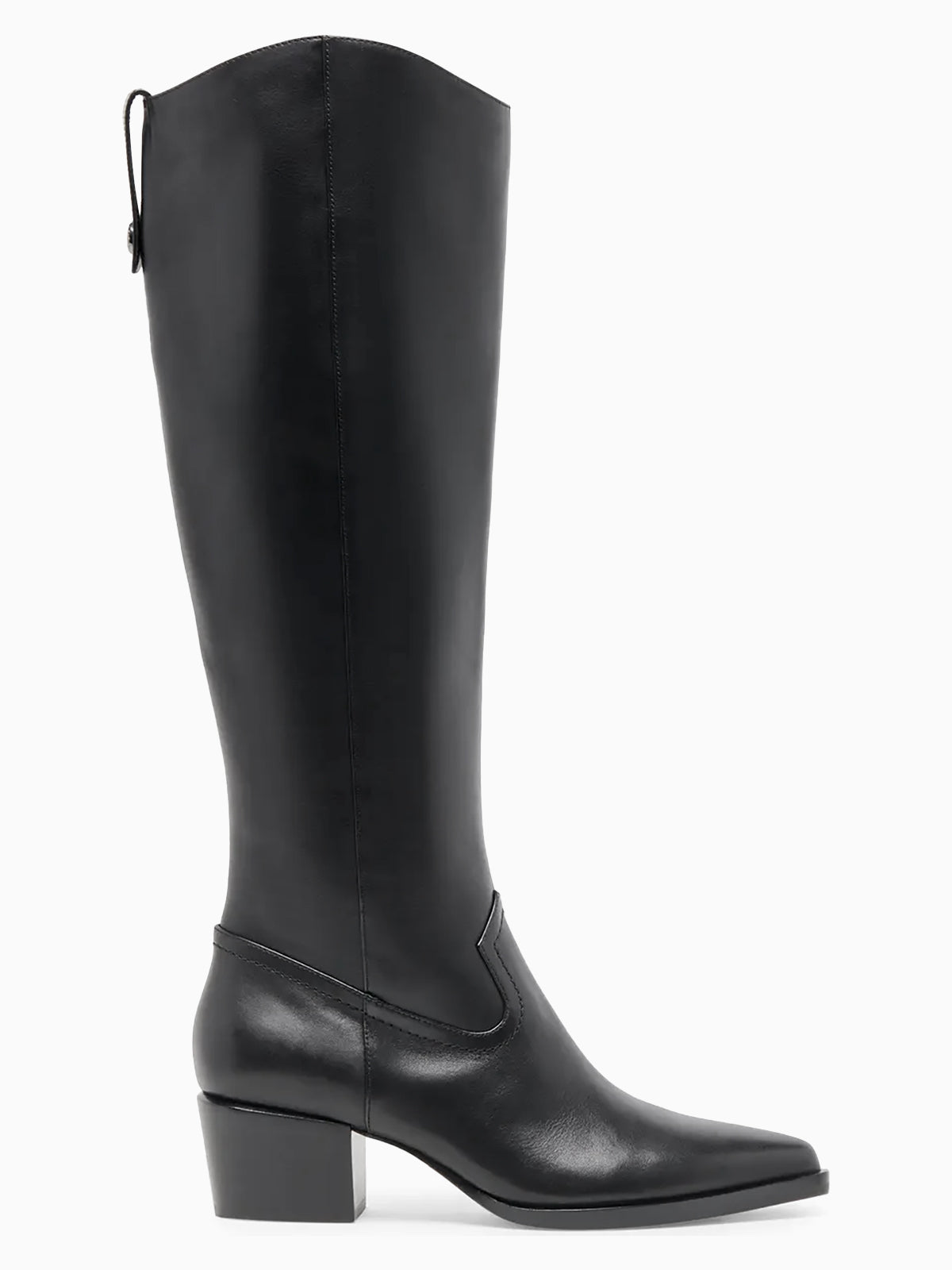 Coutgo Women Leather Black Wide Calf Knee Boots