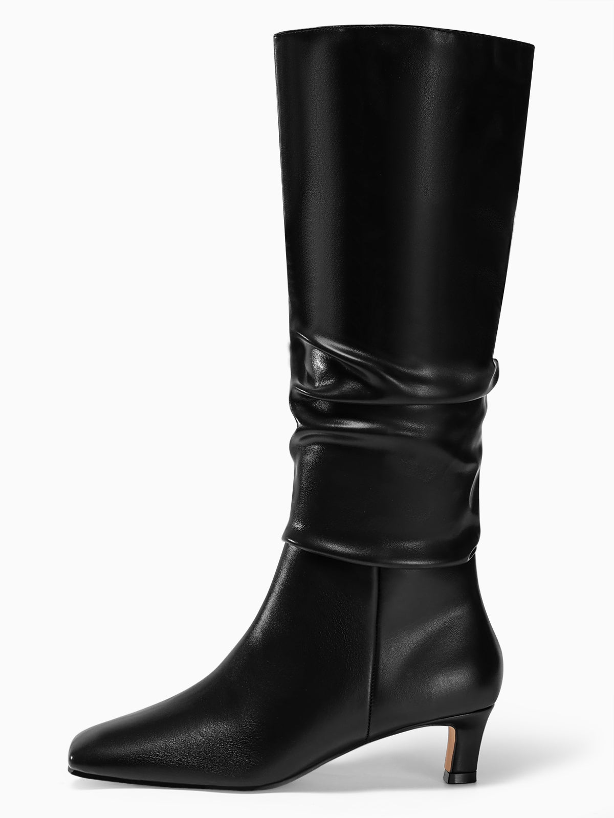 Coutgo Womens Cool Black Slouchy Tall Boots