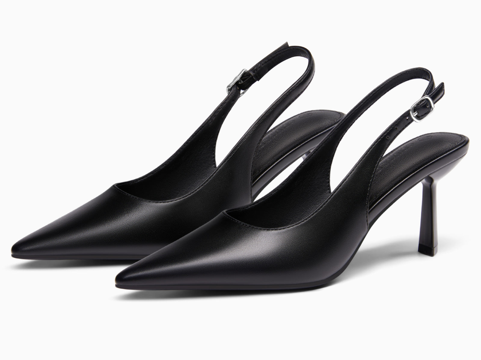 Coutgo Womens Cool Black Slingback Kitten Heels