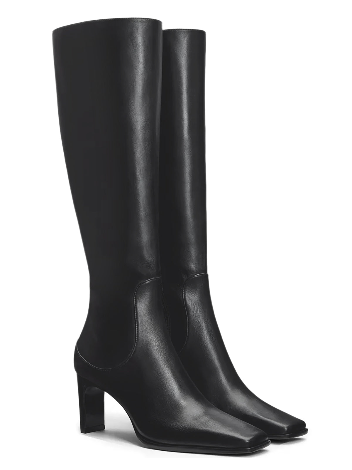 Coutgo Women Black Pu Knee High Dress Boots