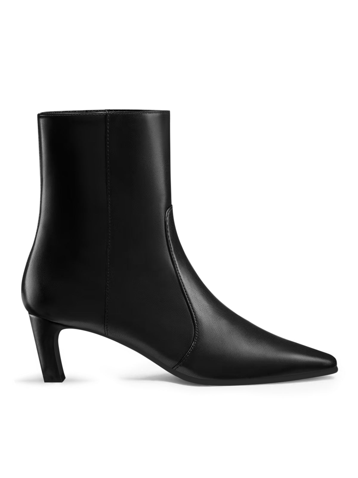 Coutgo Womens Leather Black Square Heel Ankle Booties