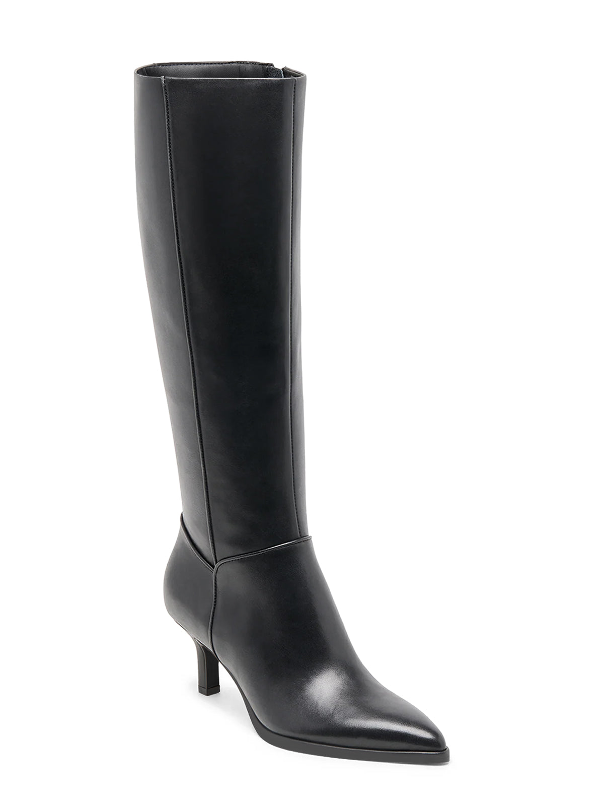 Coutgo Women Black PU Pointed Knee Boots