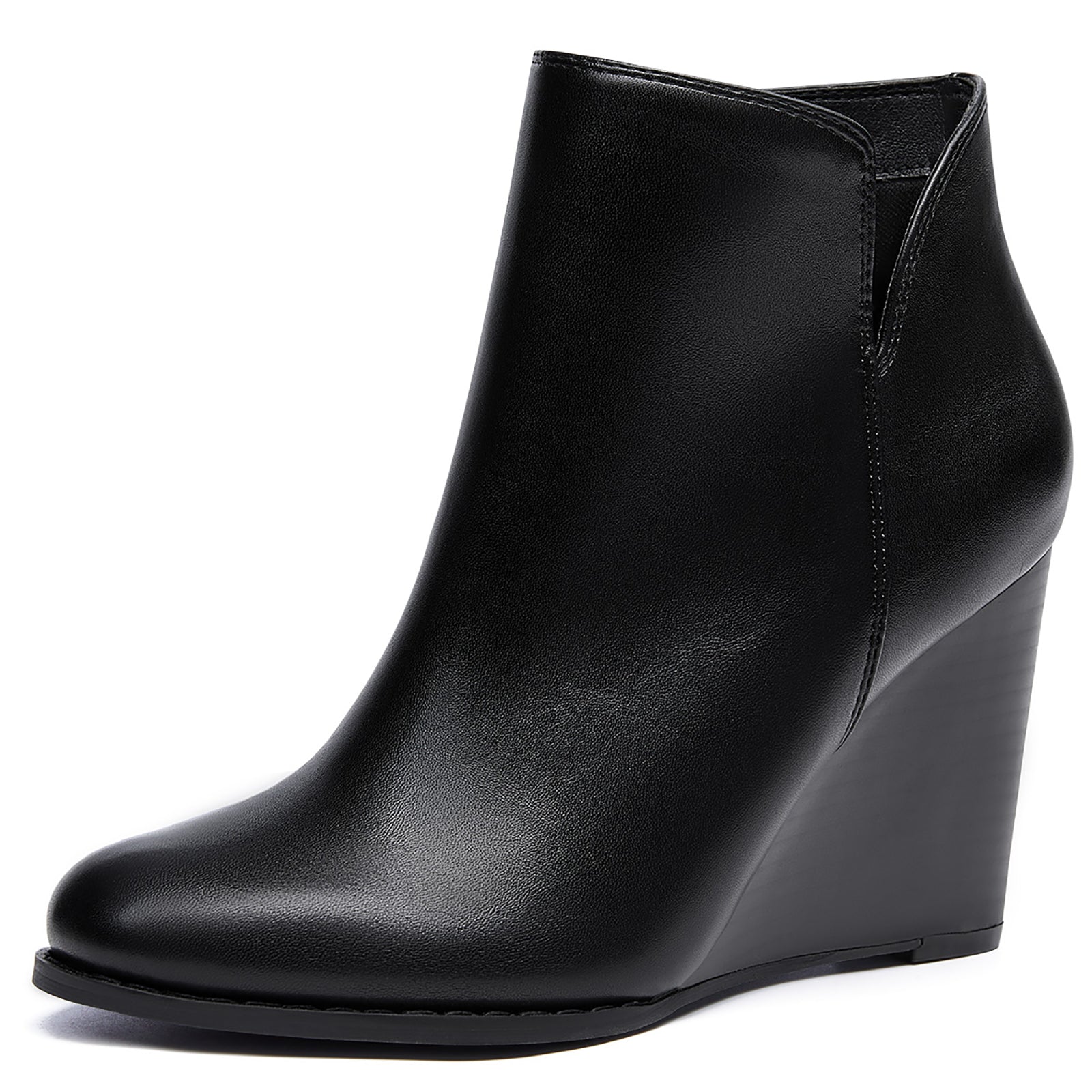 Coutgo  Womens Cool Black Wedge Ankle Booties