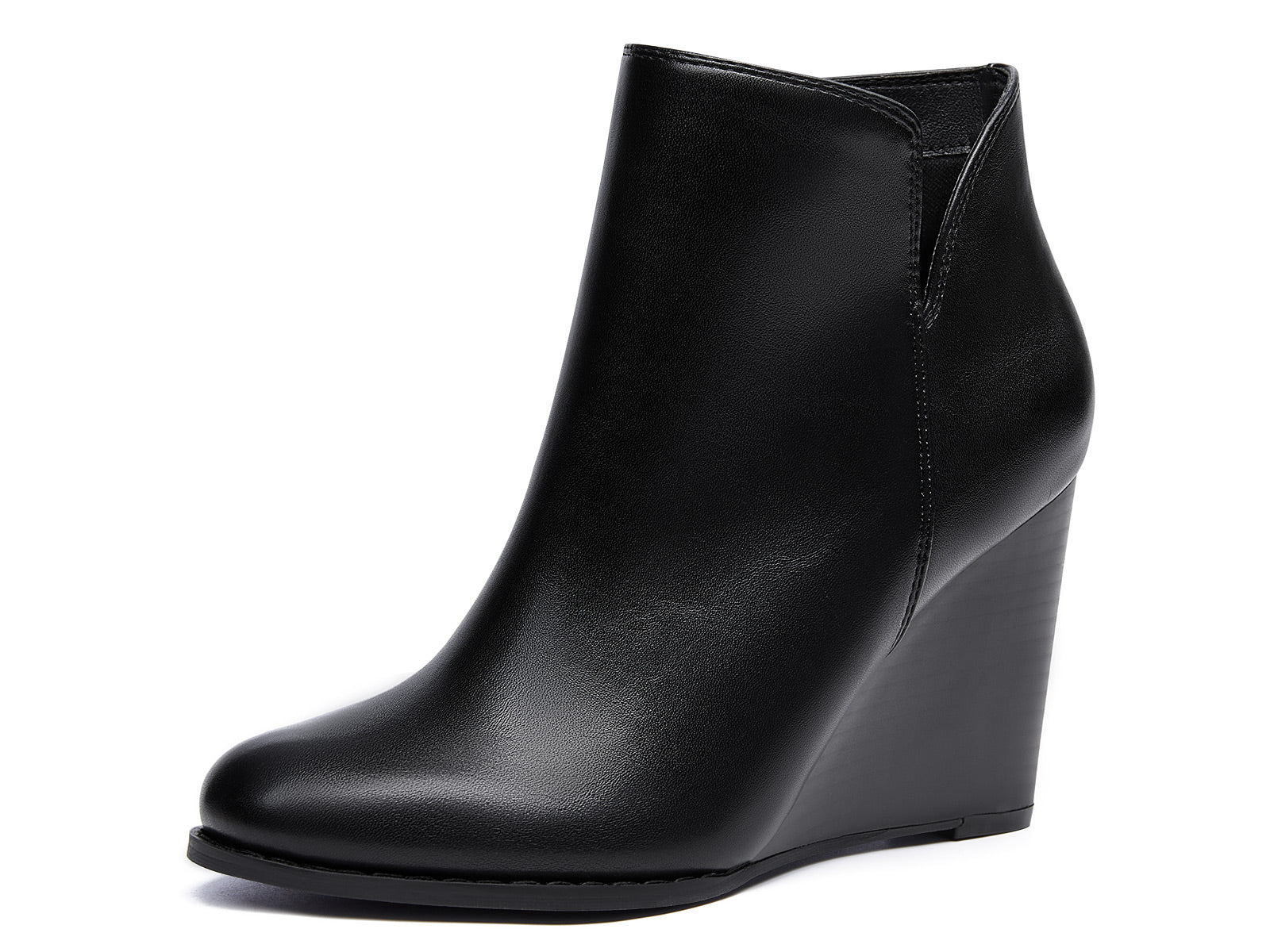 Coutgo  Womens Cool Black Wedge Ankle Booties
