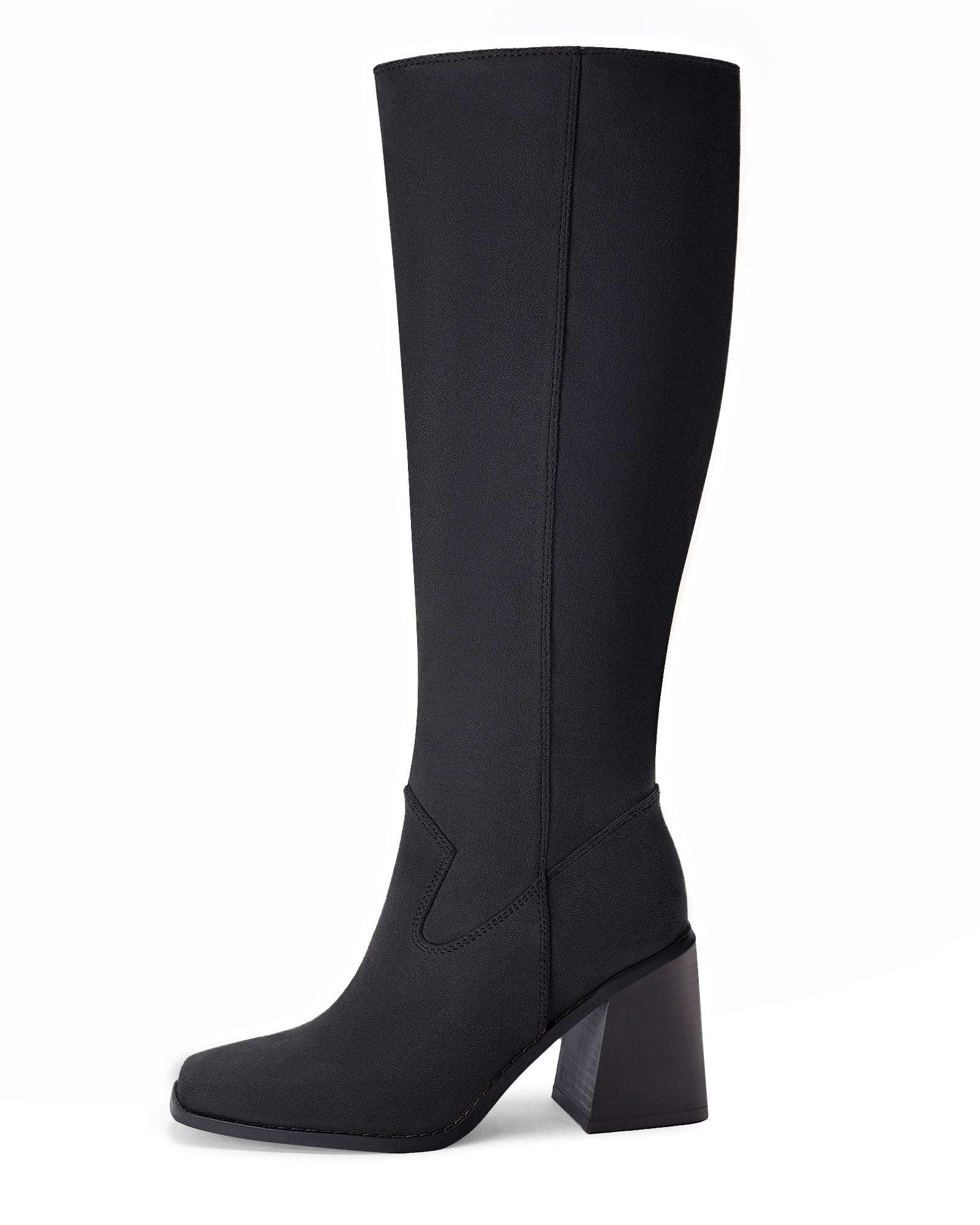Coutgo Womens Cool Black Knee High Heel Boots
