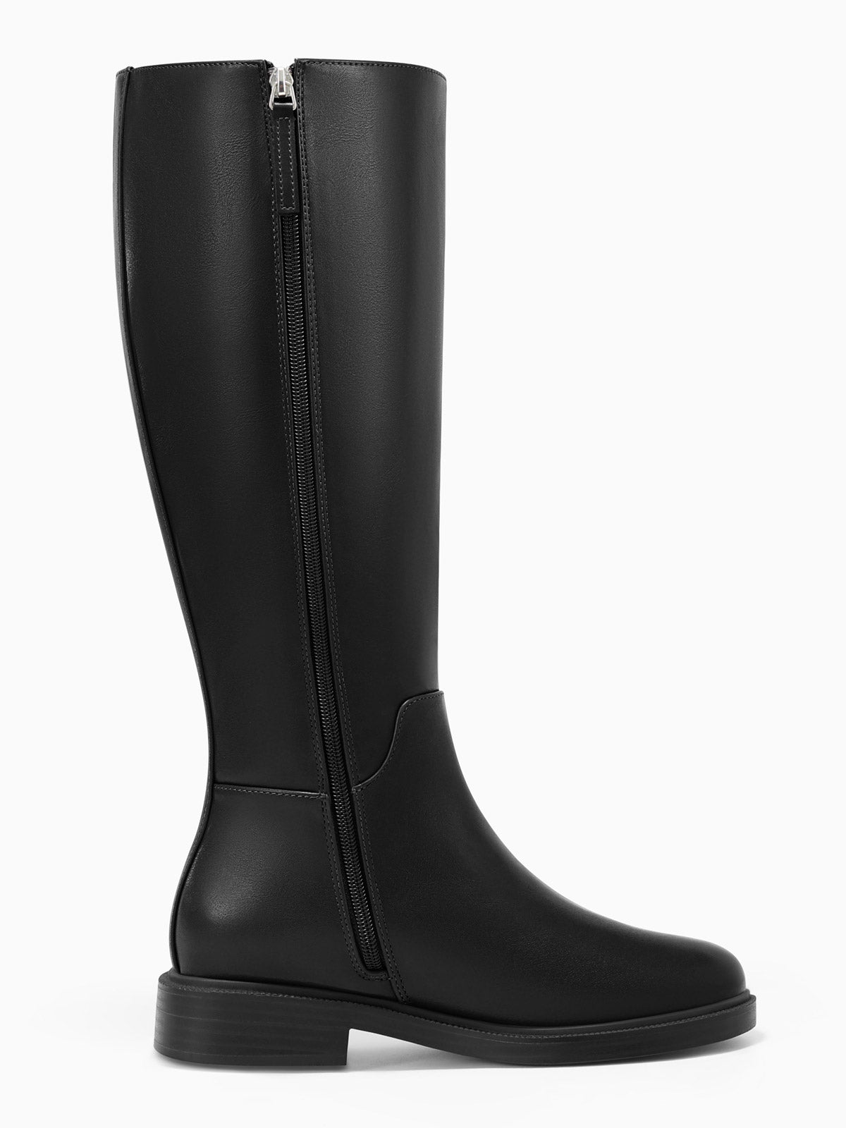 Coutgo Womens Leather Black Suede Knee Boots