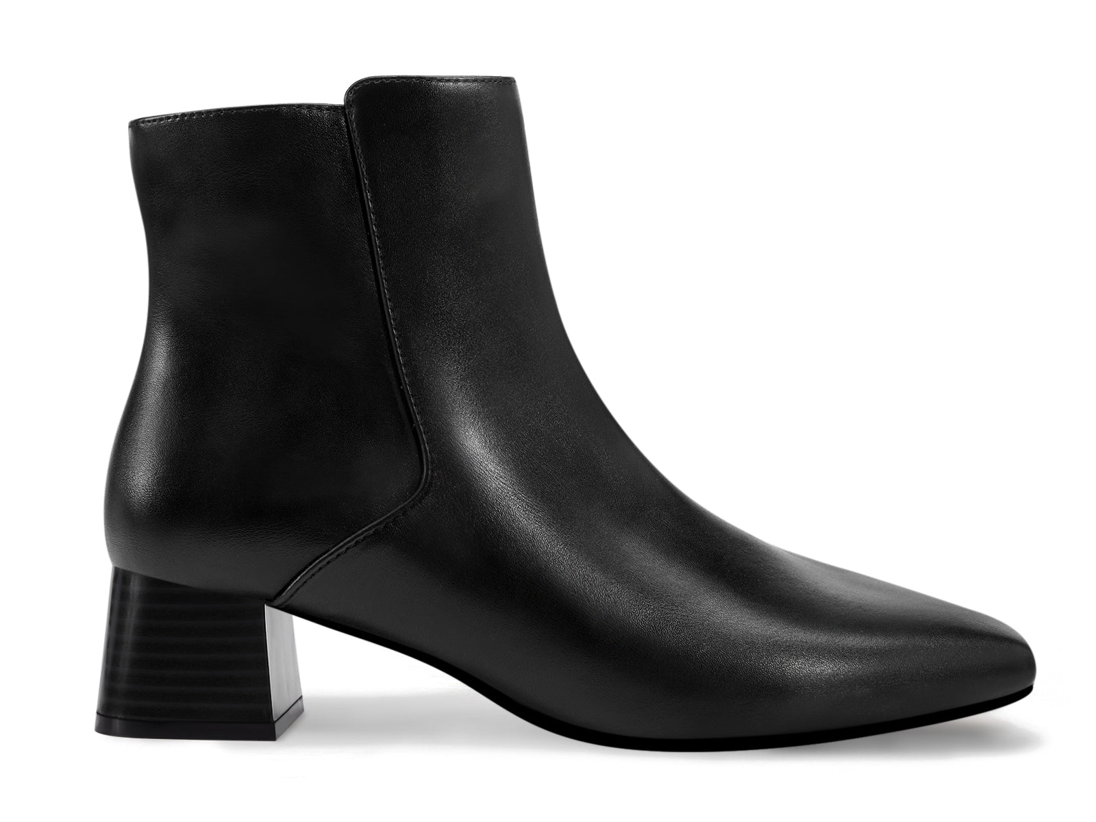 Coutgo Womens Black Pu Square Toe Booties