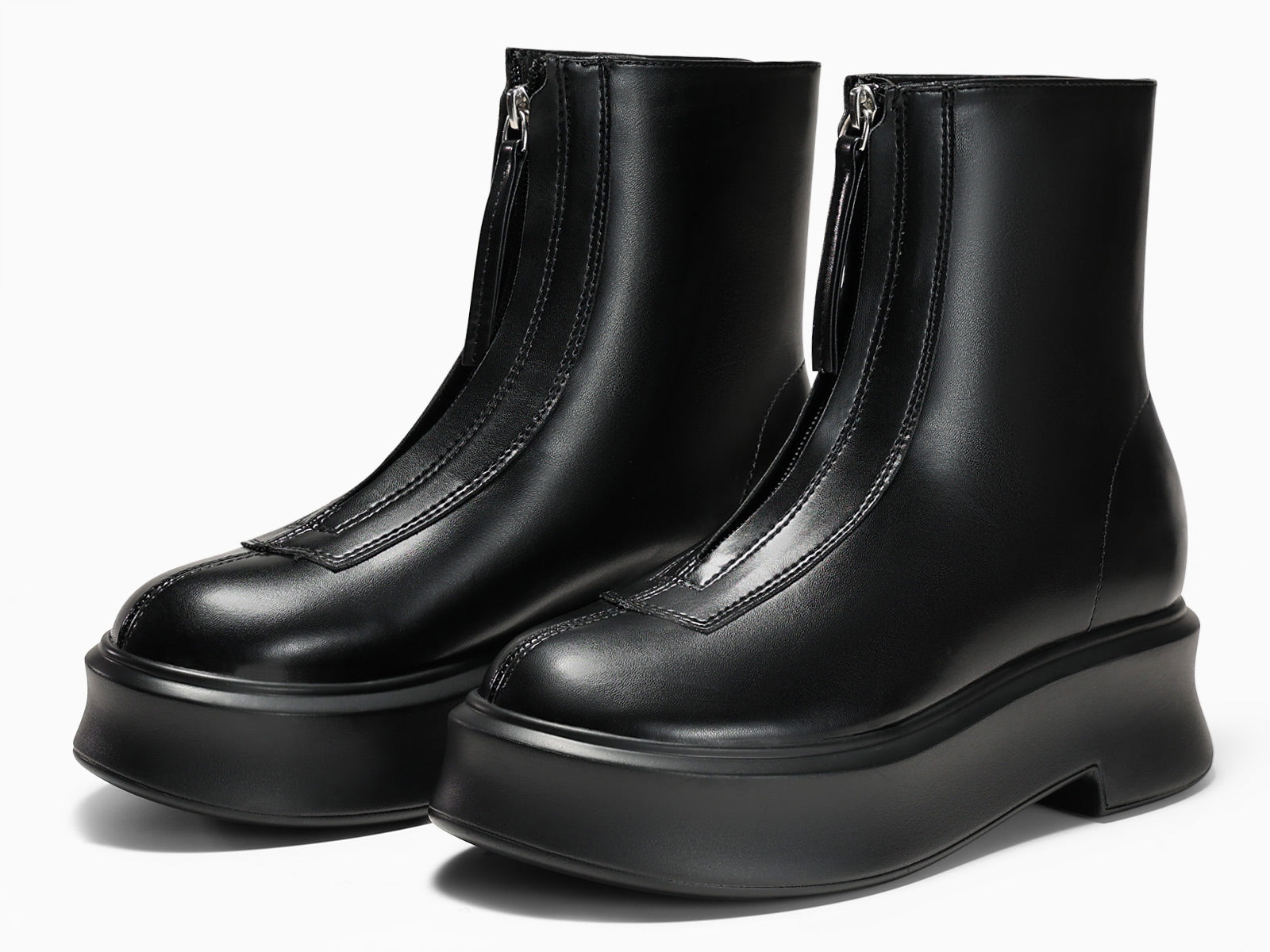 Coutgo Womens Cool Black Platform Ankle Boots