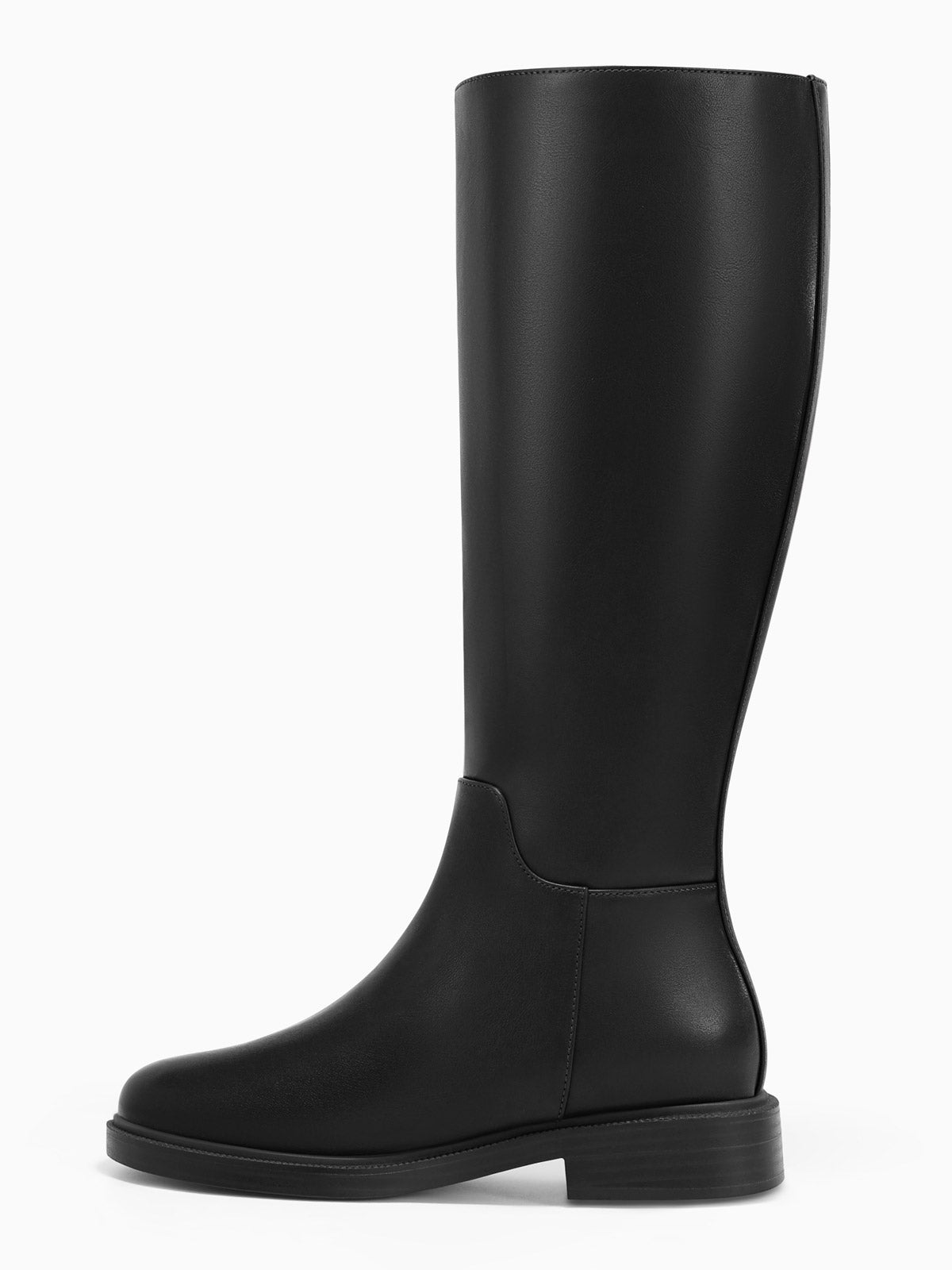 Coutgo Womens Leather Black Suede Knee Boots