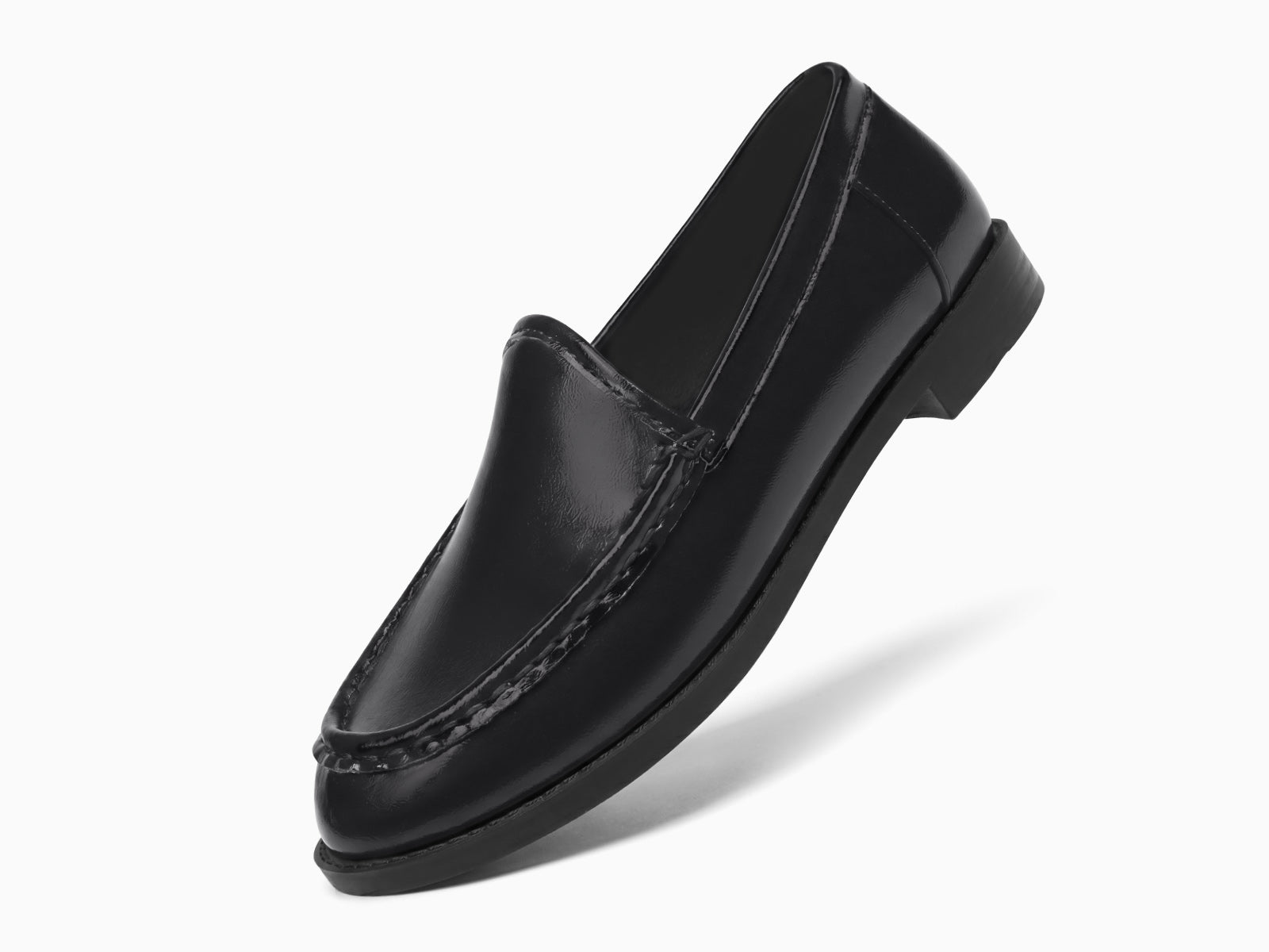 Coutgo Women Black Slip On Loafers