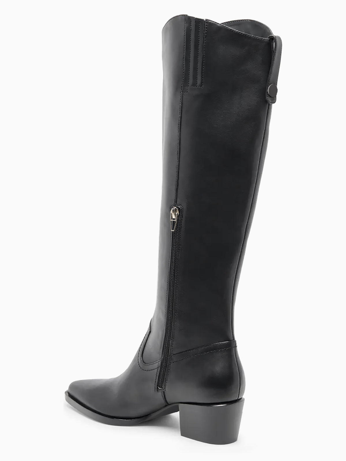 Coutgo Women Leather Black Wide Calf Knee Boots