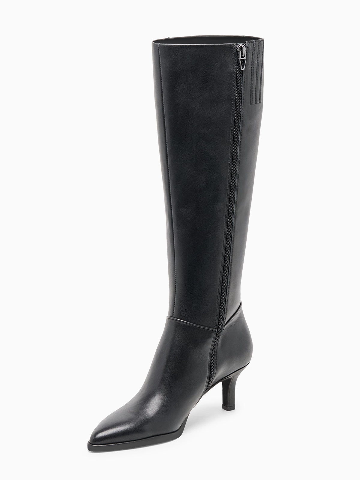 Coutgo Women Black PU Pointed Knee Boots