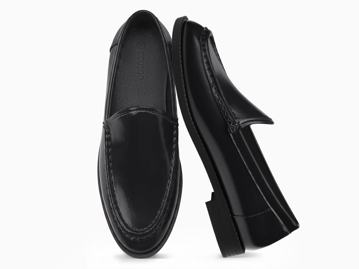 Coutgo Women Black Slip On Loafers