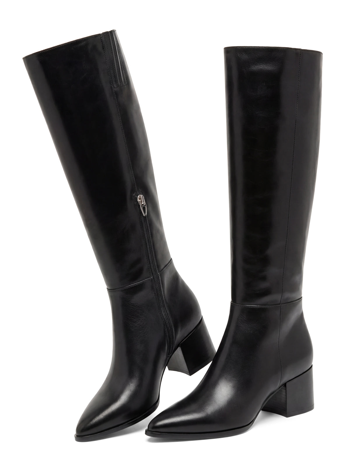 Coutgo Women PU Black Wide Calf Knee Boots