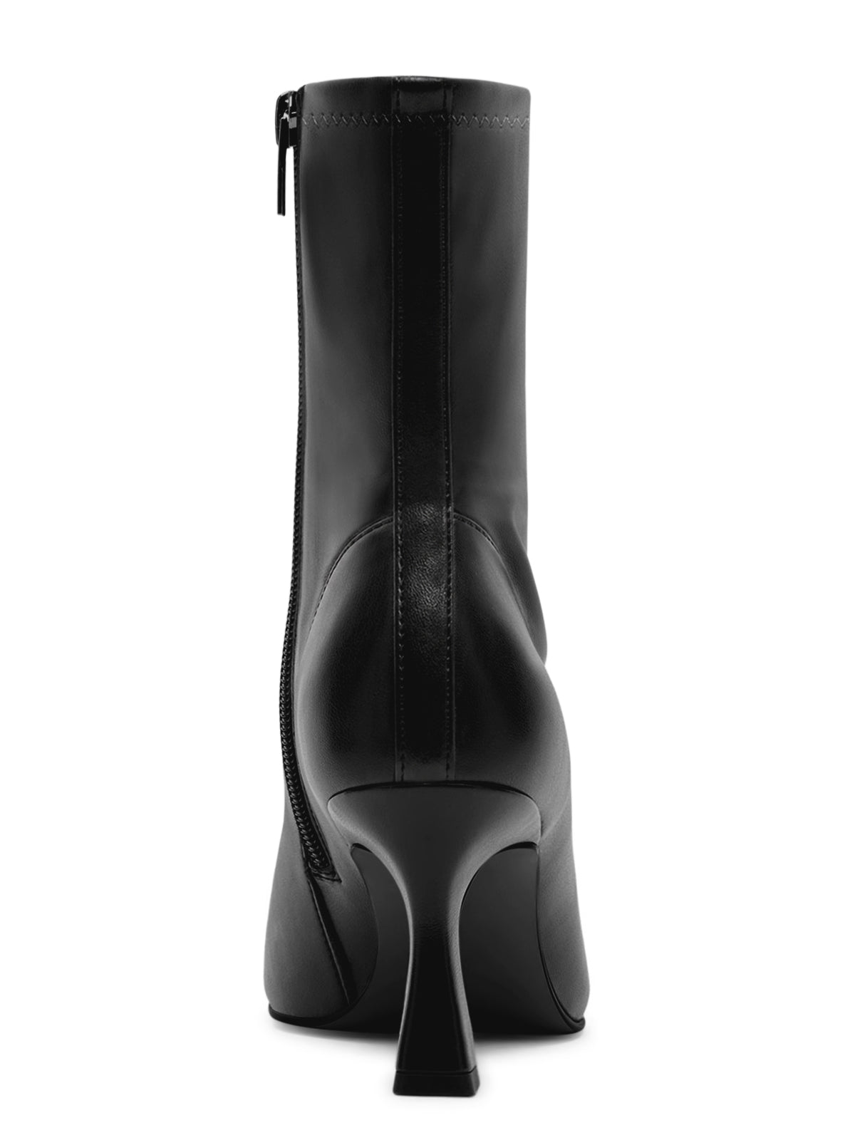 Coutgo Womens Leather Black Kitten Heel Booties