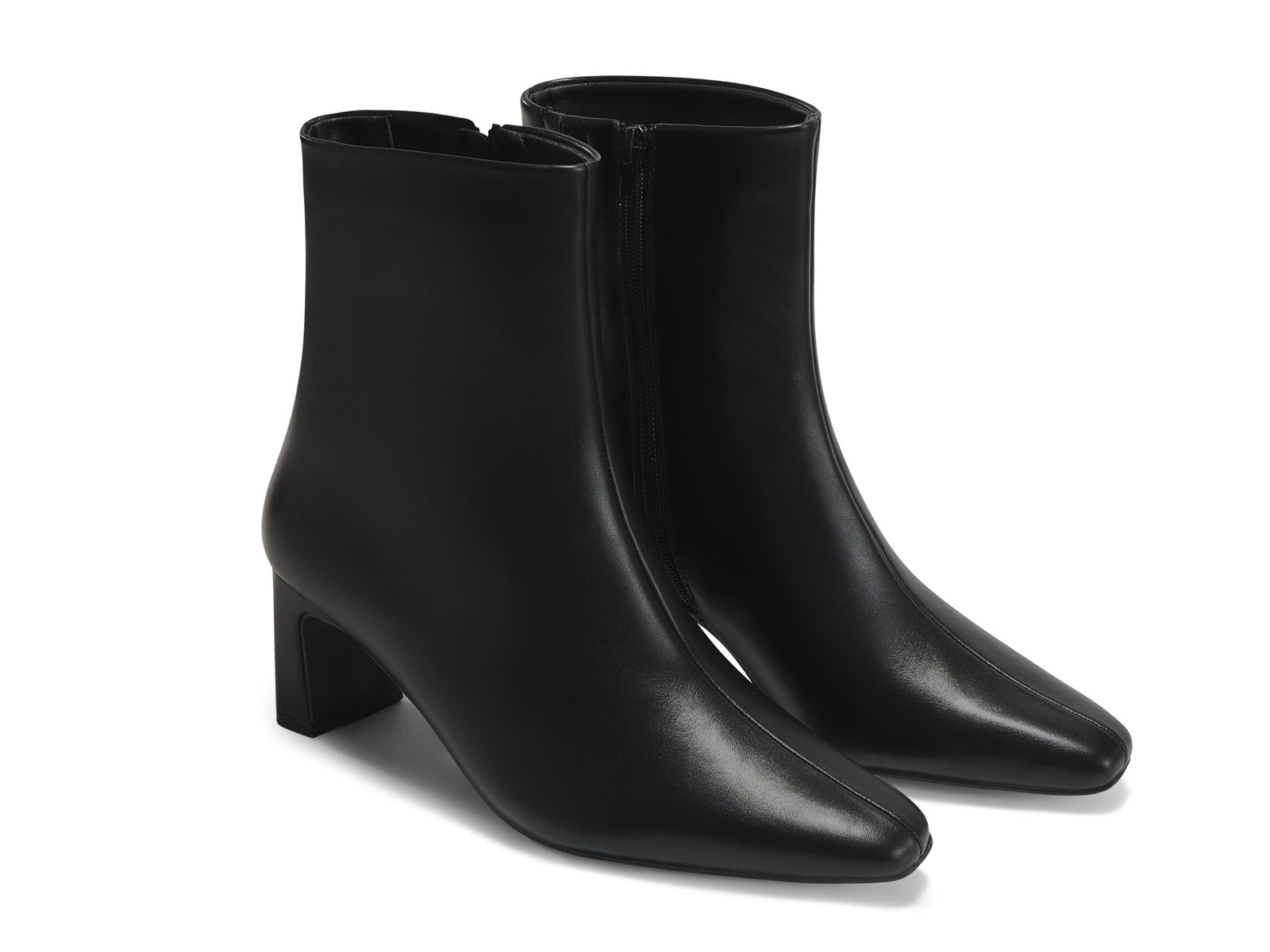 Coutgo PU Black Square Toe Ankle Boots