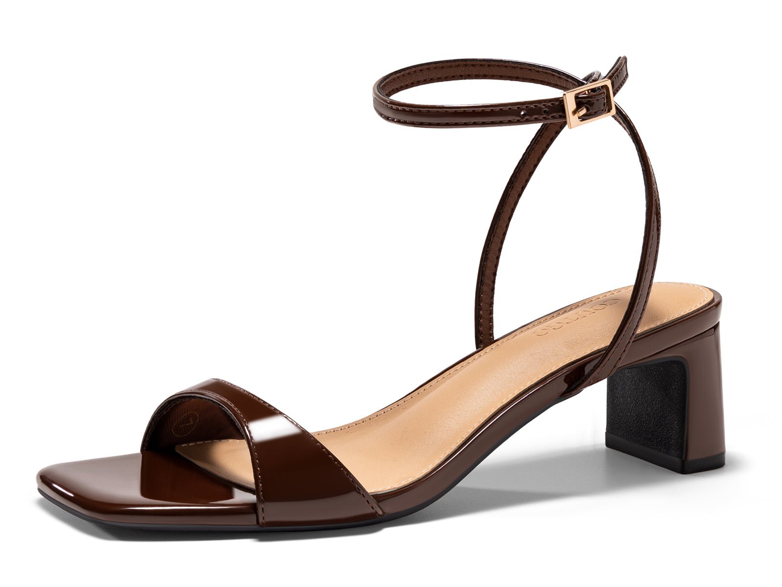 Coutgo Womens Dark Brown Chunky Low Heel Sandals